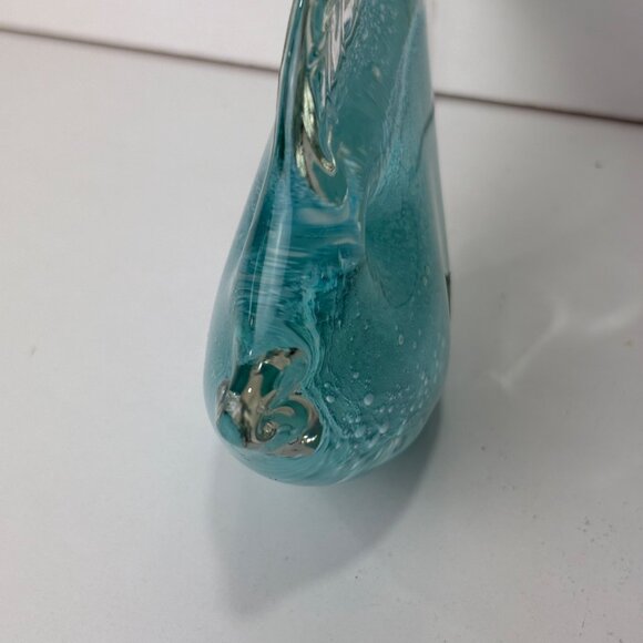 Ekenas Sweden Glass Fish Figurine Clear Teal Blue Art Glass 7” Scandinavian - Picture 6 of 6